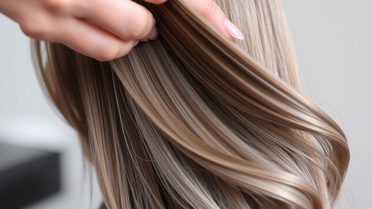 lowlights for gray hair blending technique shown on stylist's hand