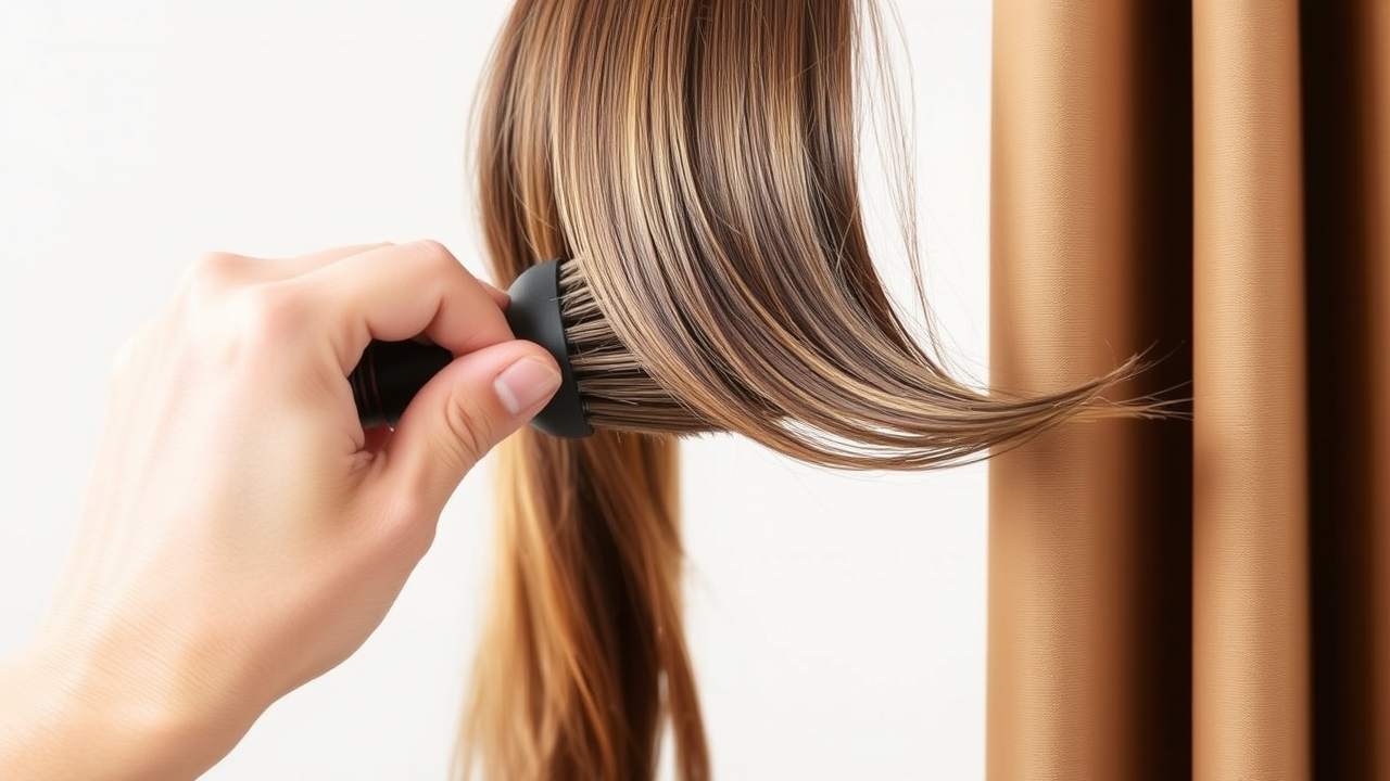 step-by-step curtain bangs guide showing blow-dry technique