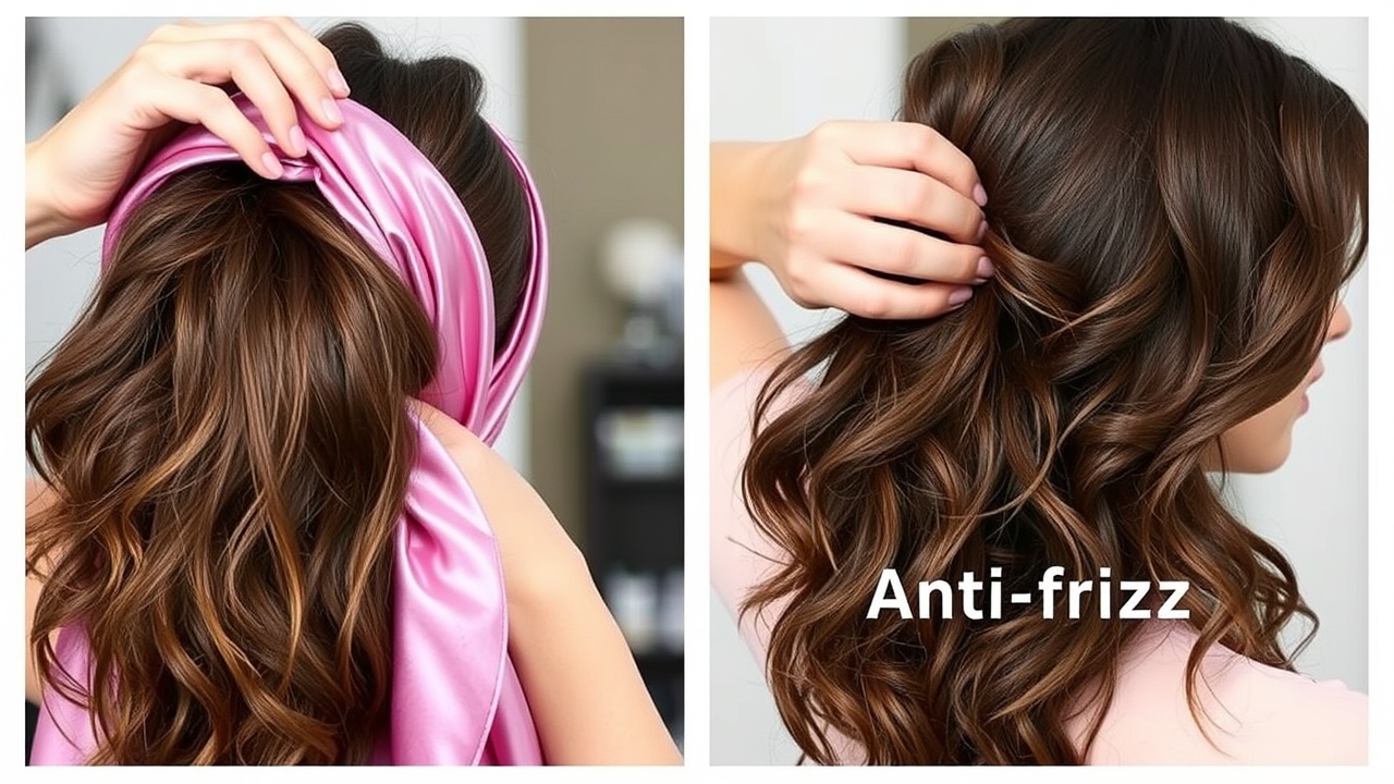 Using silk scarf to tame frizz for smooth frizzy hair