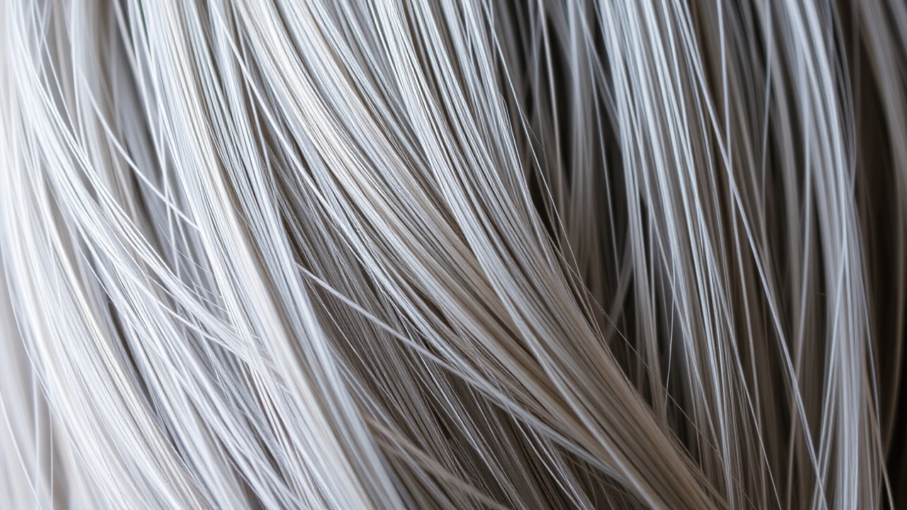 Detailed view of subtle lowlights for gray hair to create dimension.